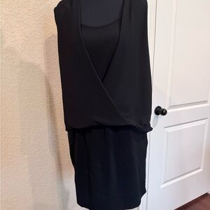 DREW Black Wrap-Style Mini Dress